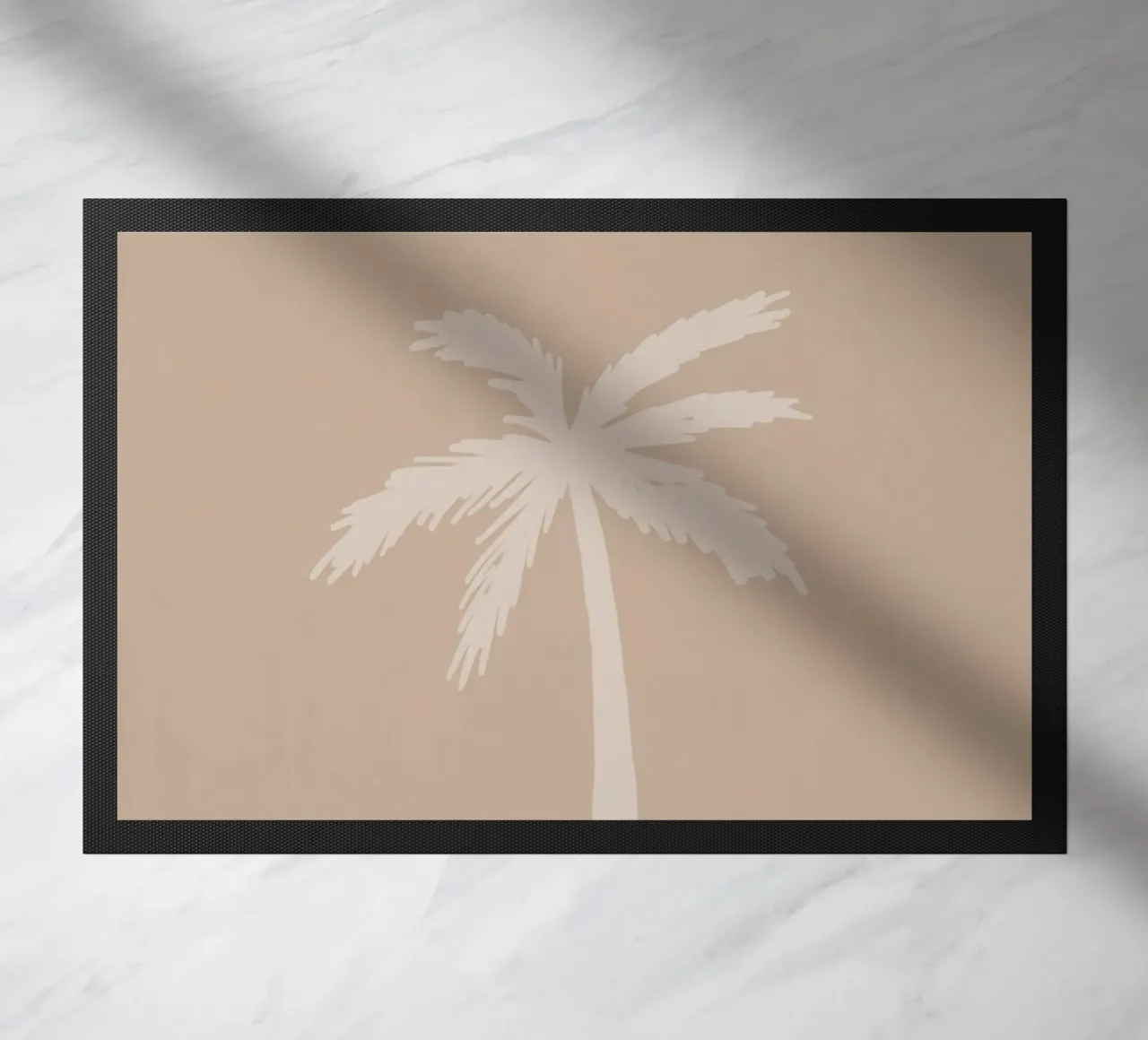 Light boho beige white organic abstract minimalist palm tree doormat by This Wild Soul - Illustration
