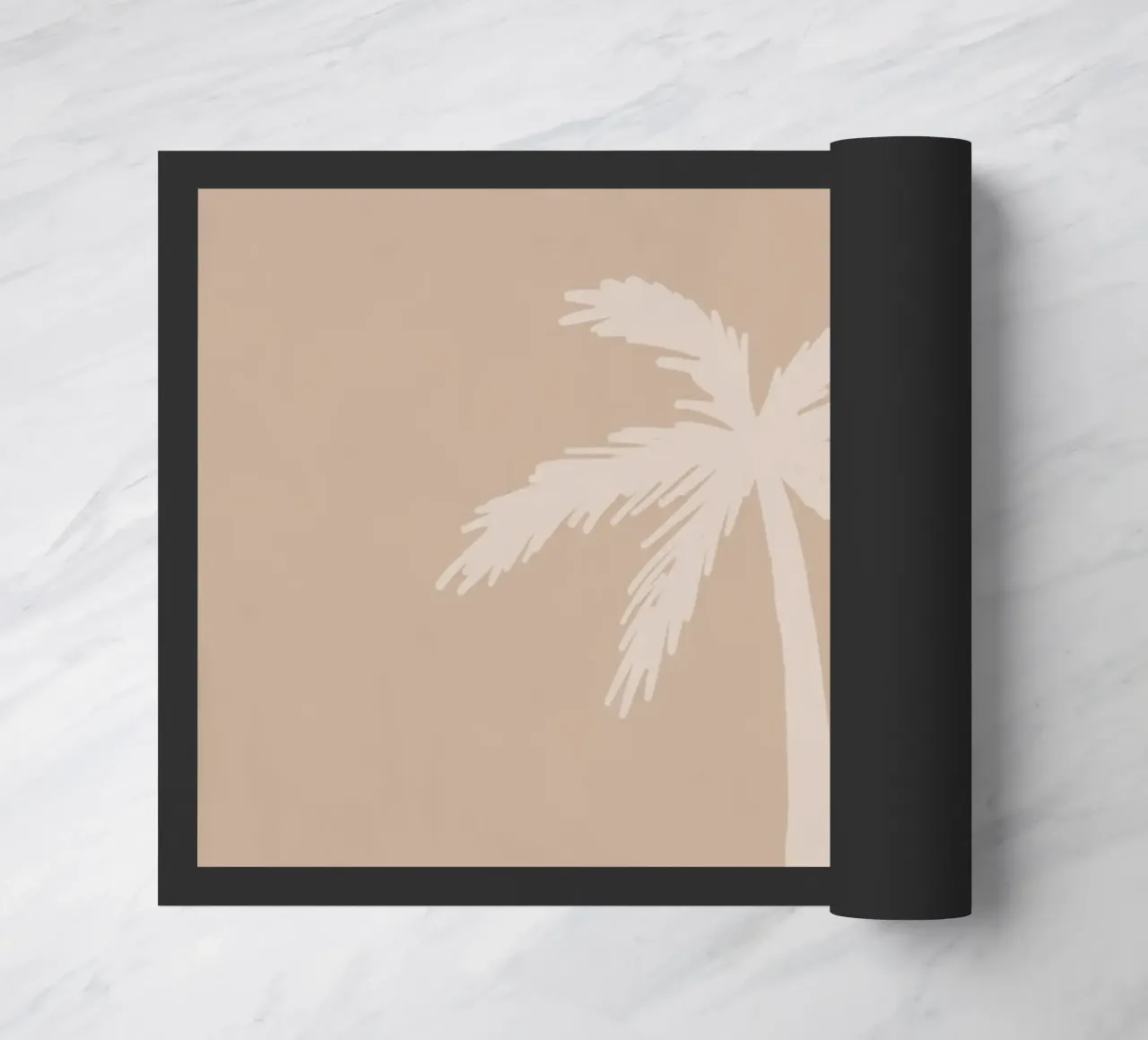Light boho beige white organic abstract minimalist palm tree doormat by This Wild Soul - Illustration