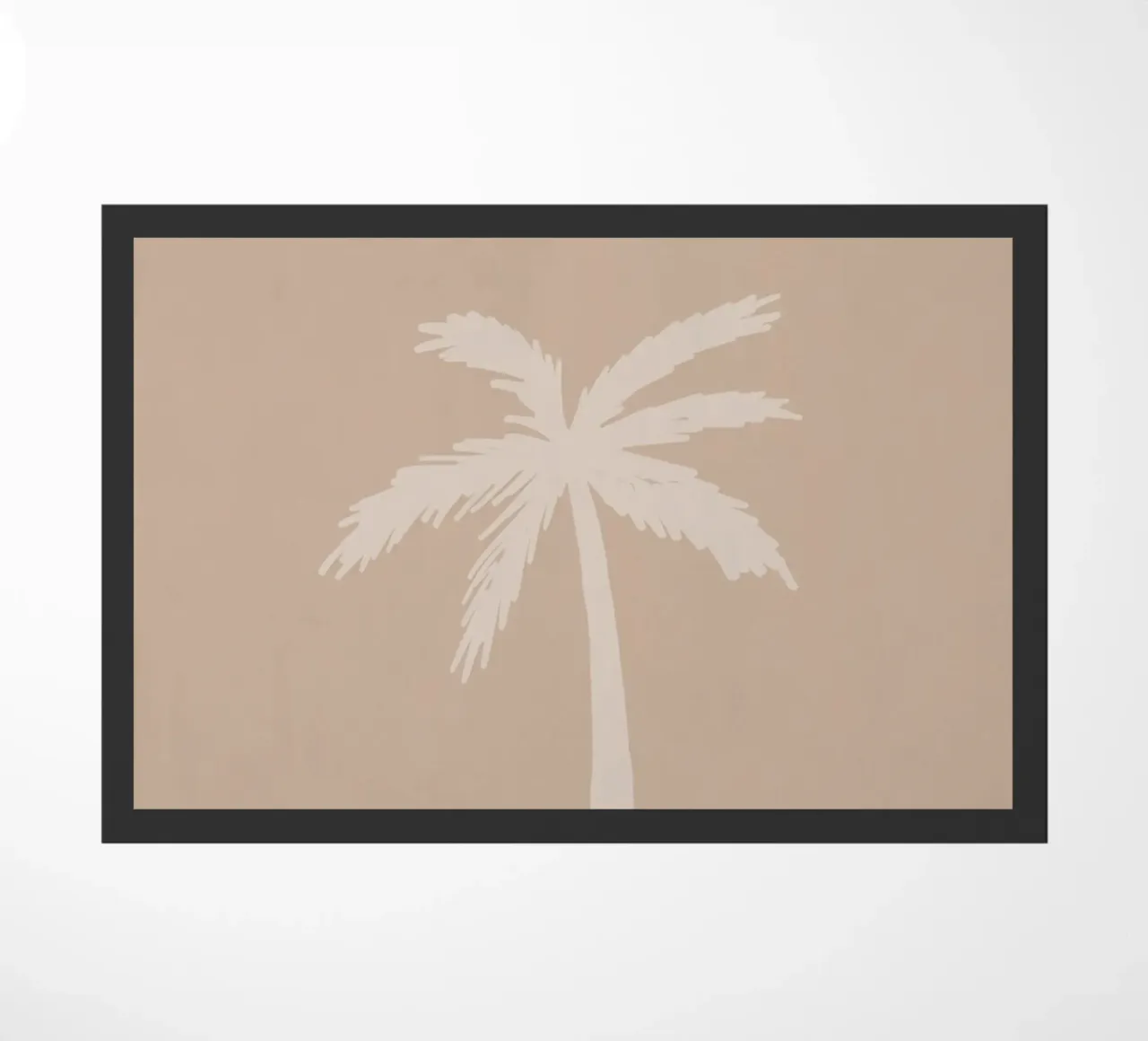 Light boho beige white organic abstract minimalist palm tree doormat by This Wild Soul - Illustration