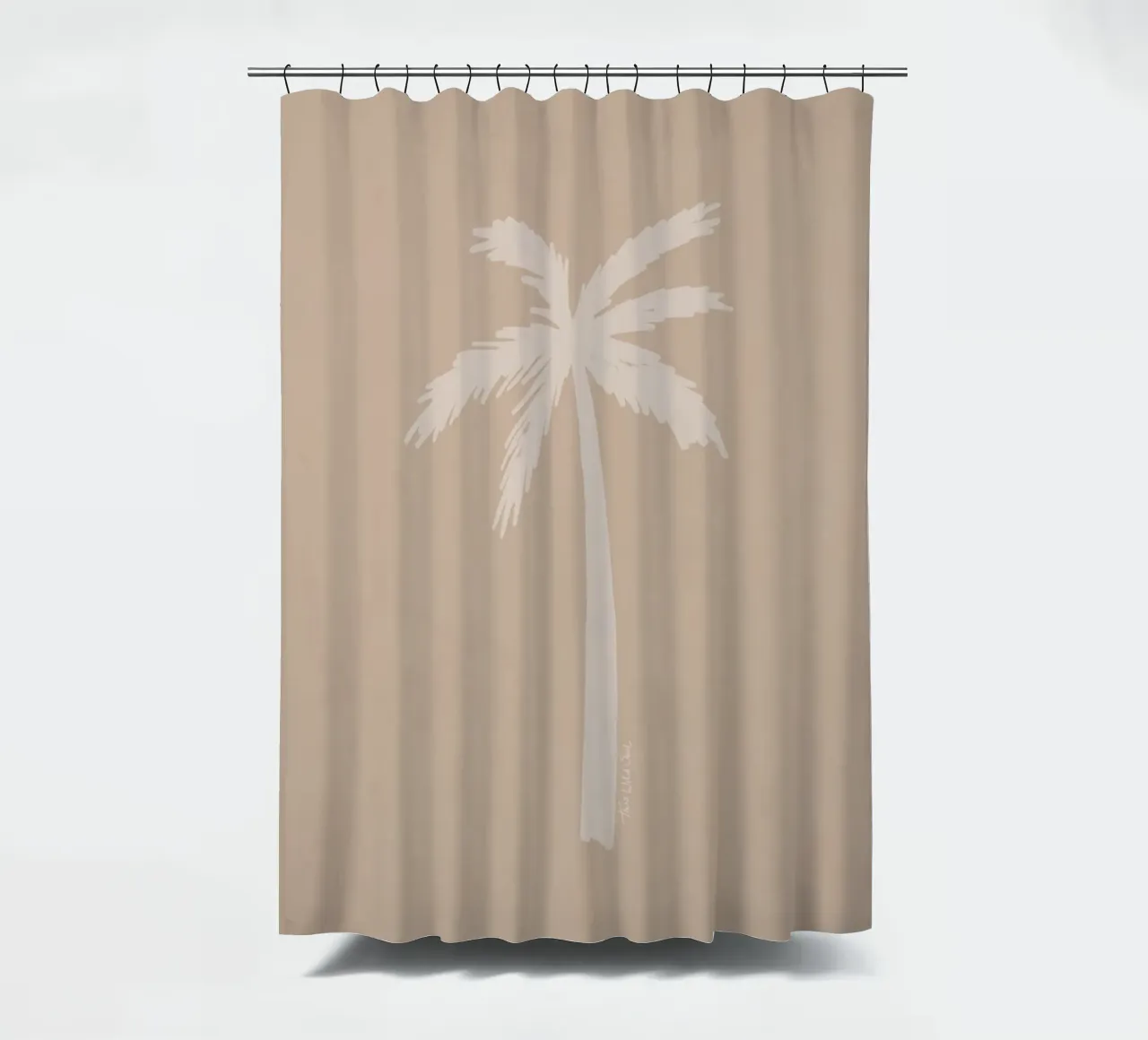 Licht boho beige wit organisch abstract minimalistische palmboom douchegordijn van This Wild Soul - Illustration