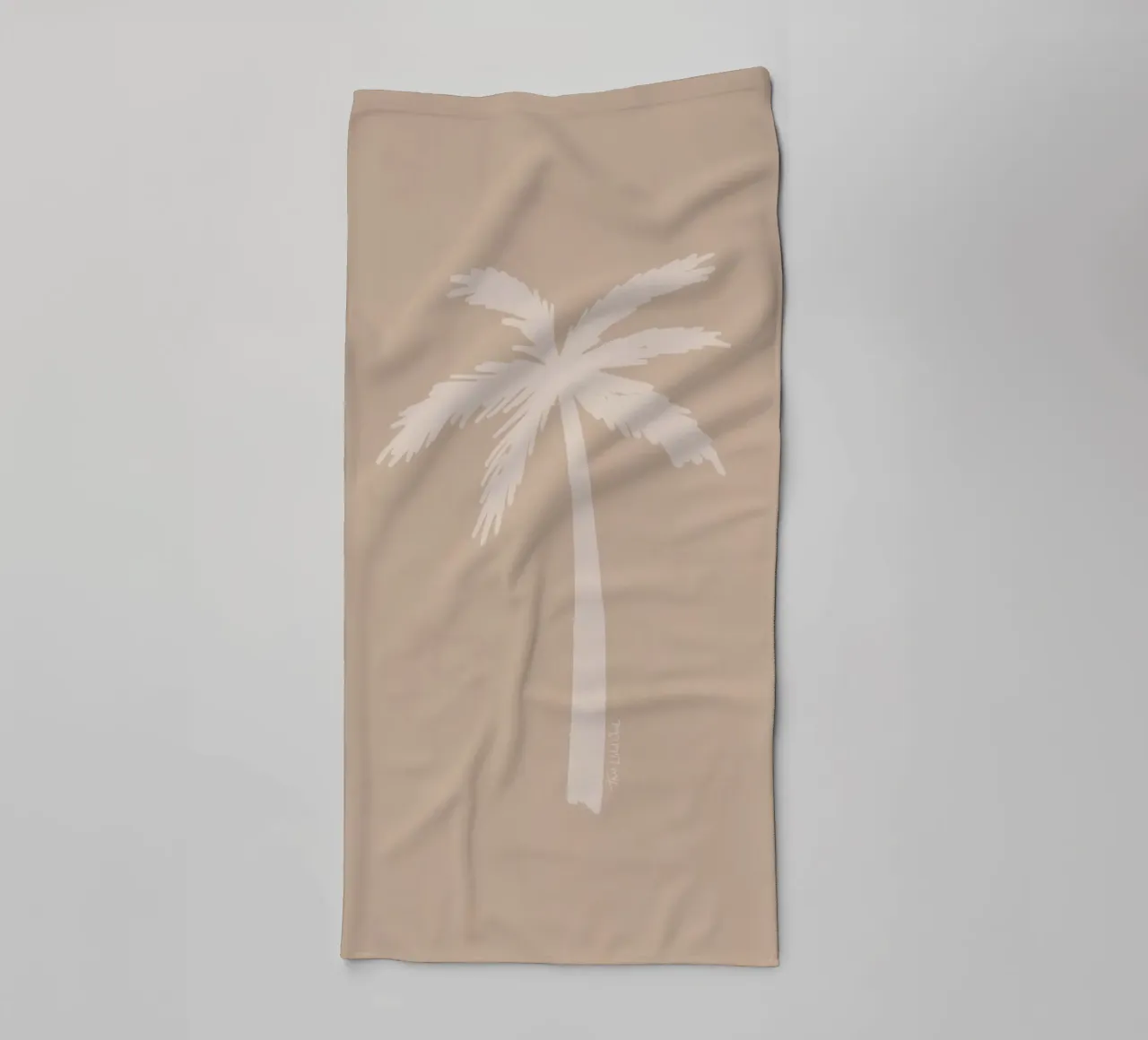 Light boho beige white organic abstract minimalist palm tree towel by This Wild Soul - Illustration