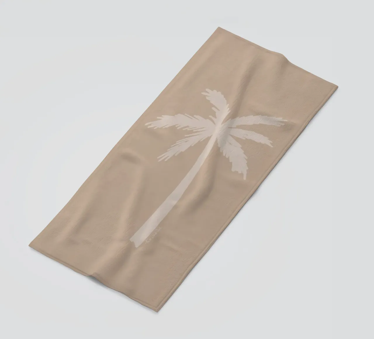Light boho beige white organic abstract minimalist palm tree beach towel by This Wild Soul - Illustration