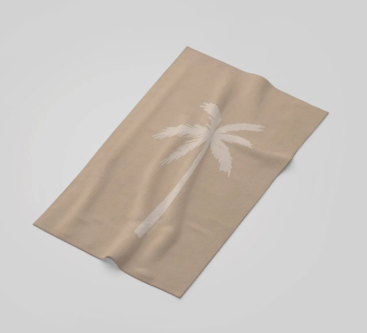 Light boho beige white organic abstract minimalist palm tree beach towel by This Wild Soul - Illustration