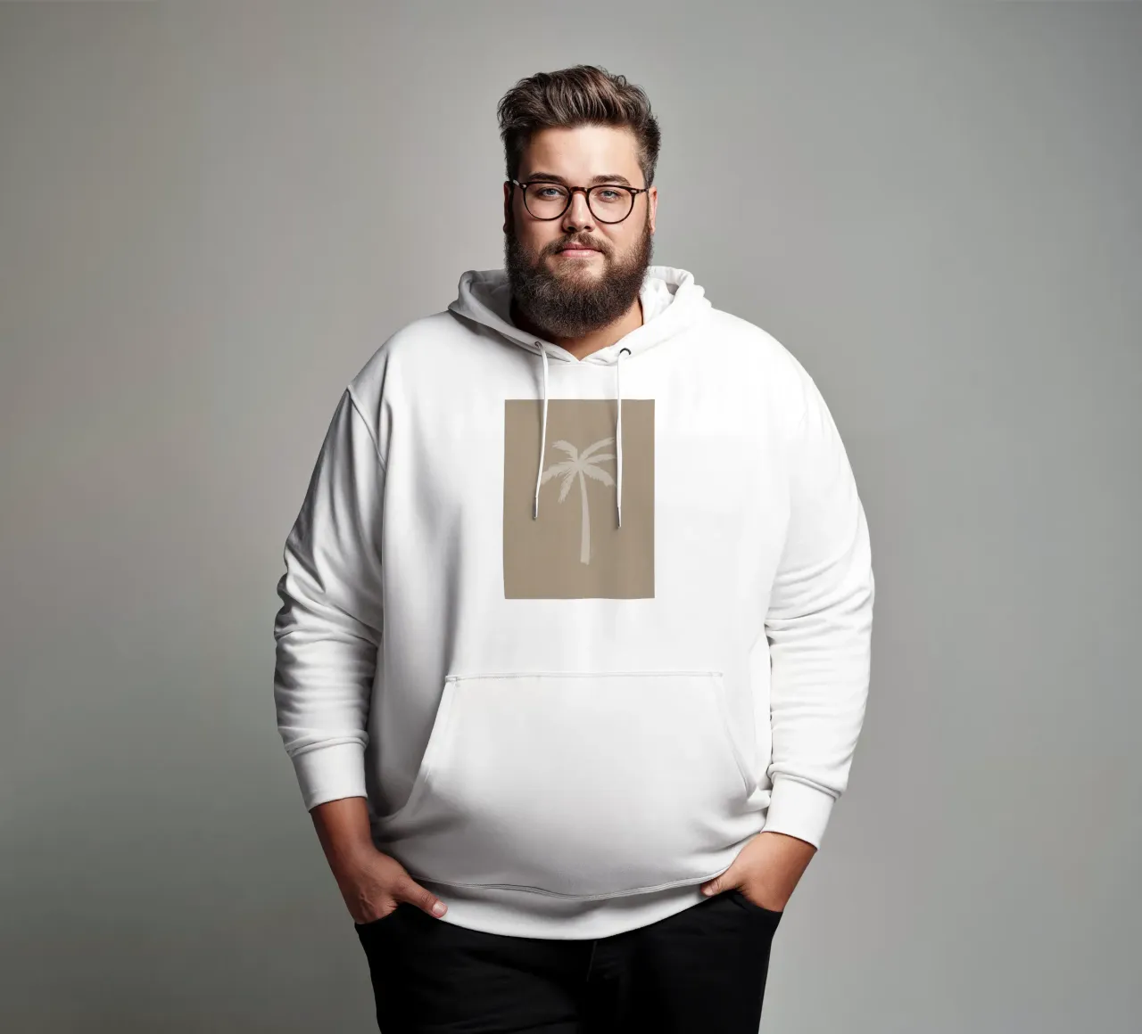 Luce boho beige bianco organico astratto minimalista palma felpa con cappuccio da This Wild Soul - Illustration