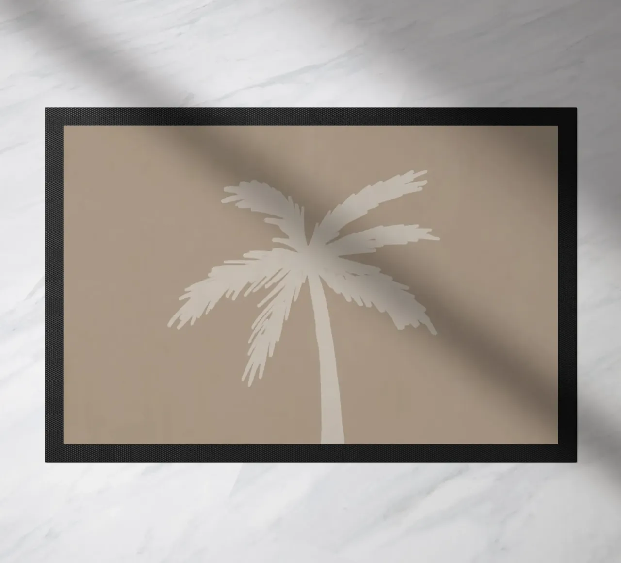 Light boho beige white organic abstract minimalist palm tree doormat by This Wild Soul - Illustration