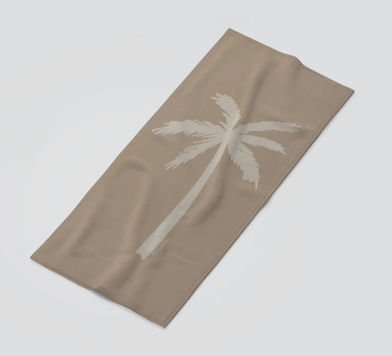 Light boho beige white organic abstract minimalist palm tree beach towel by This Wild Soul - Illustration