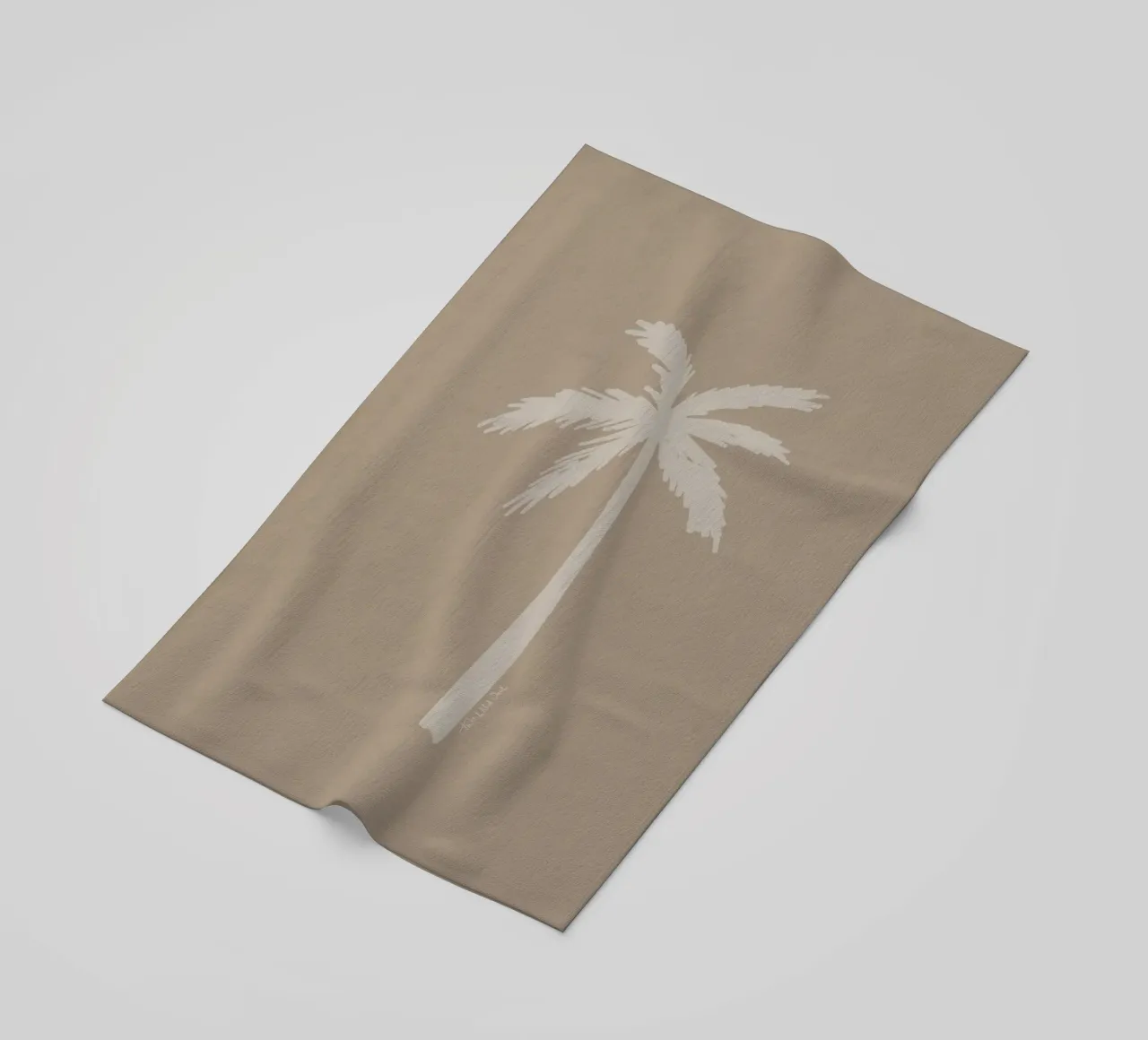 Light boho beige white organic abstract minimalist palm tree beach towel by This Wild Soul - Illustration