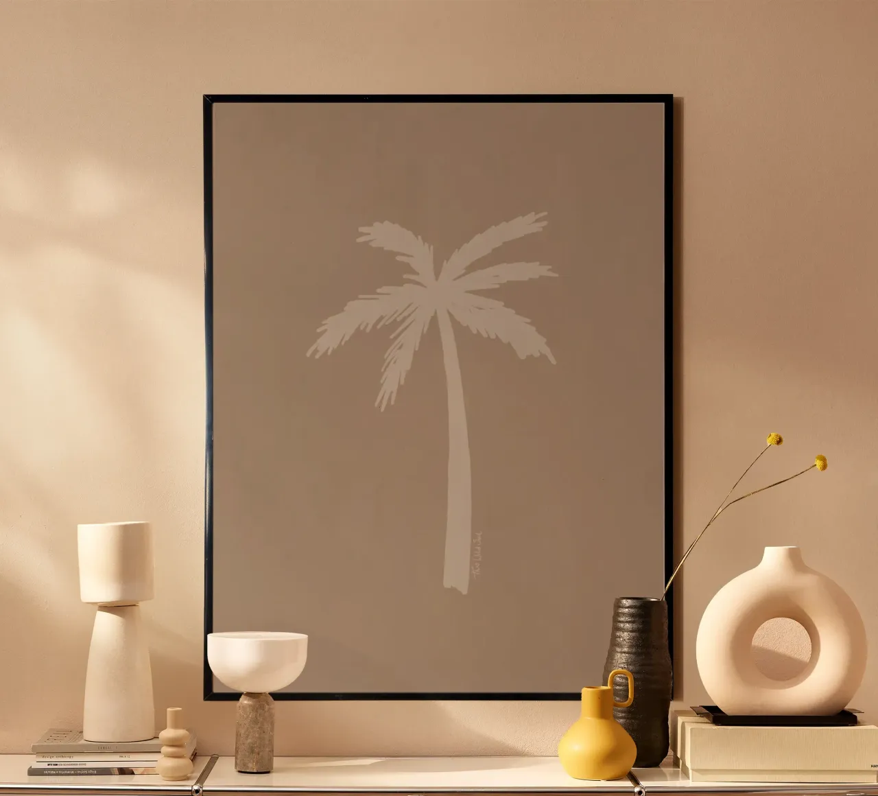 Light boho beige white organic abstract minimalist palm tree hahnemühle by This Wild Soul - Illustration