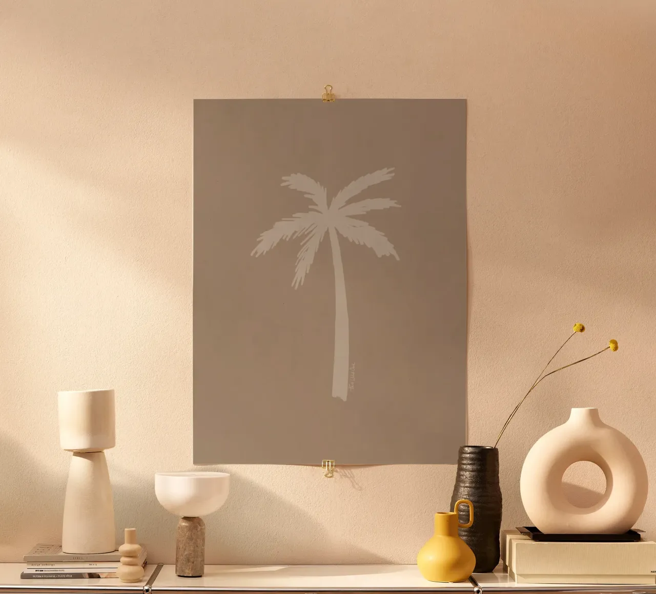 Light boho beige white organic abstract minimalist palm tree hahnemühle by This Wild Soul - Illustration