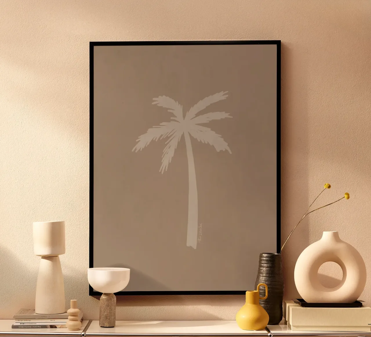 Light boho beige white organic abstract minimalist palm tree hahnemühle by This Wild Soul - Illustration