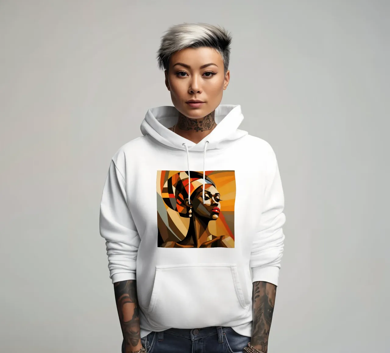 Cubismo Donna ugandese felpa con cappuccio da Artful Muse
