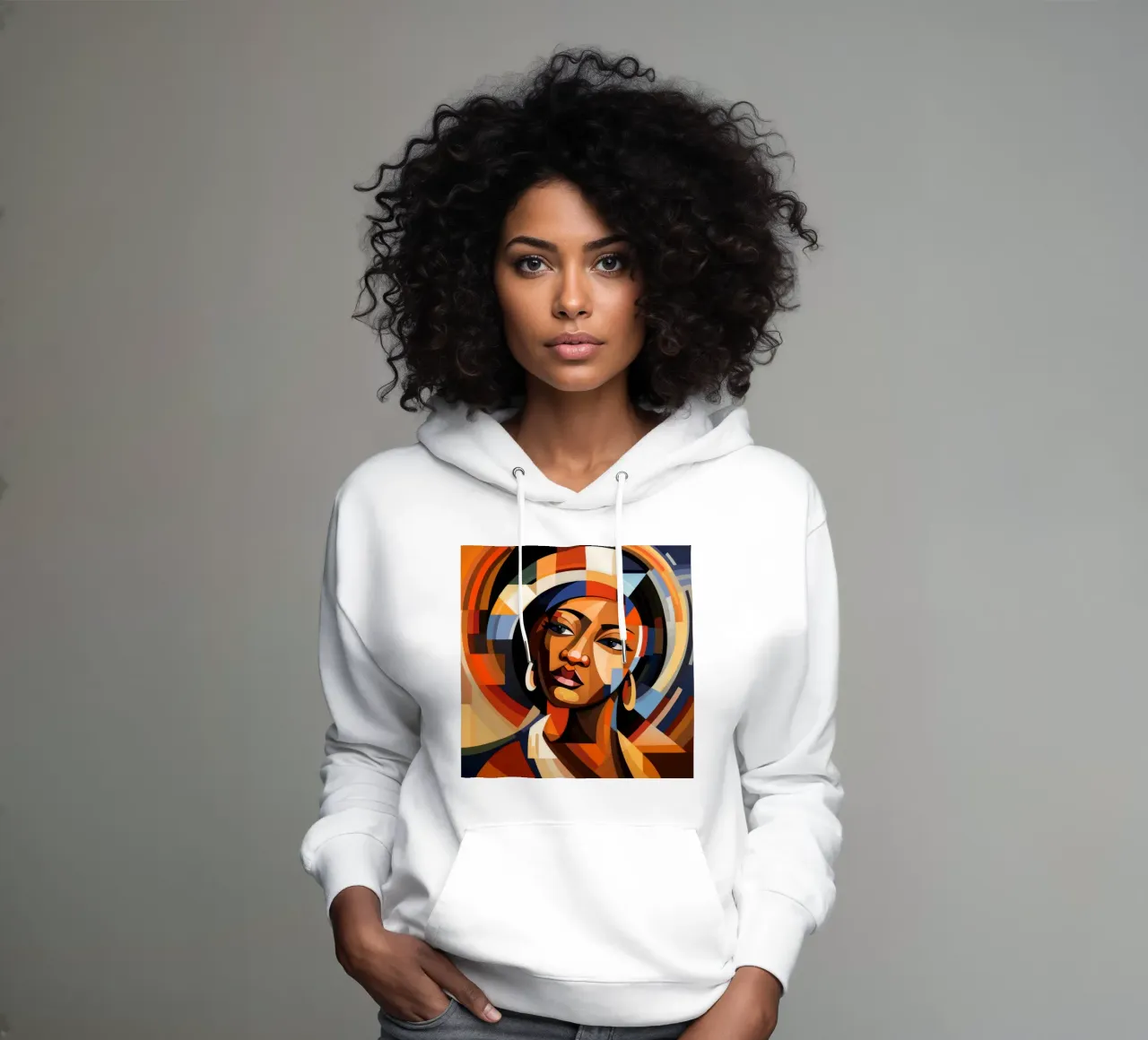 Cubismo Donna ugandese felpa con cappuccio da Artful Muse
