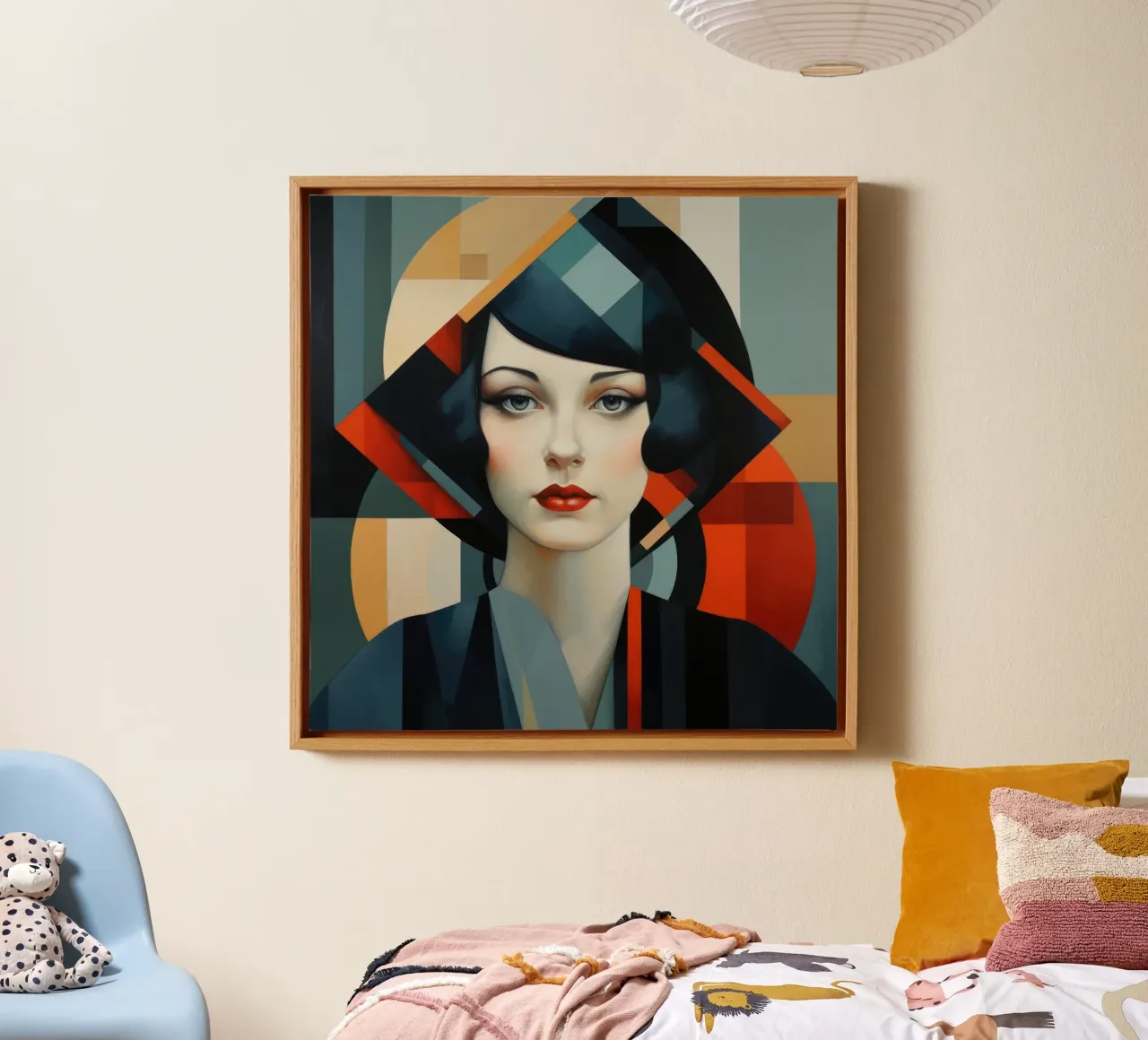 Astrazione geometrica Donna irlandese tela con Cornice a cassetta da Artful Muse