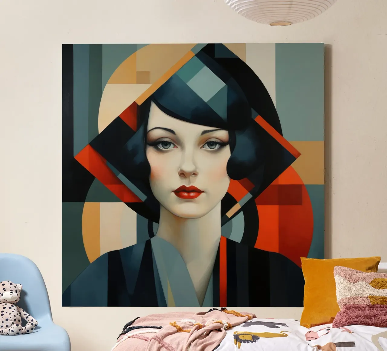 Astrazione geometrica Donna irlandese tela con Cornice a cassetta da Artful Muse