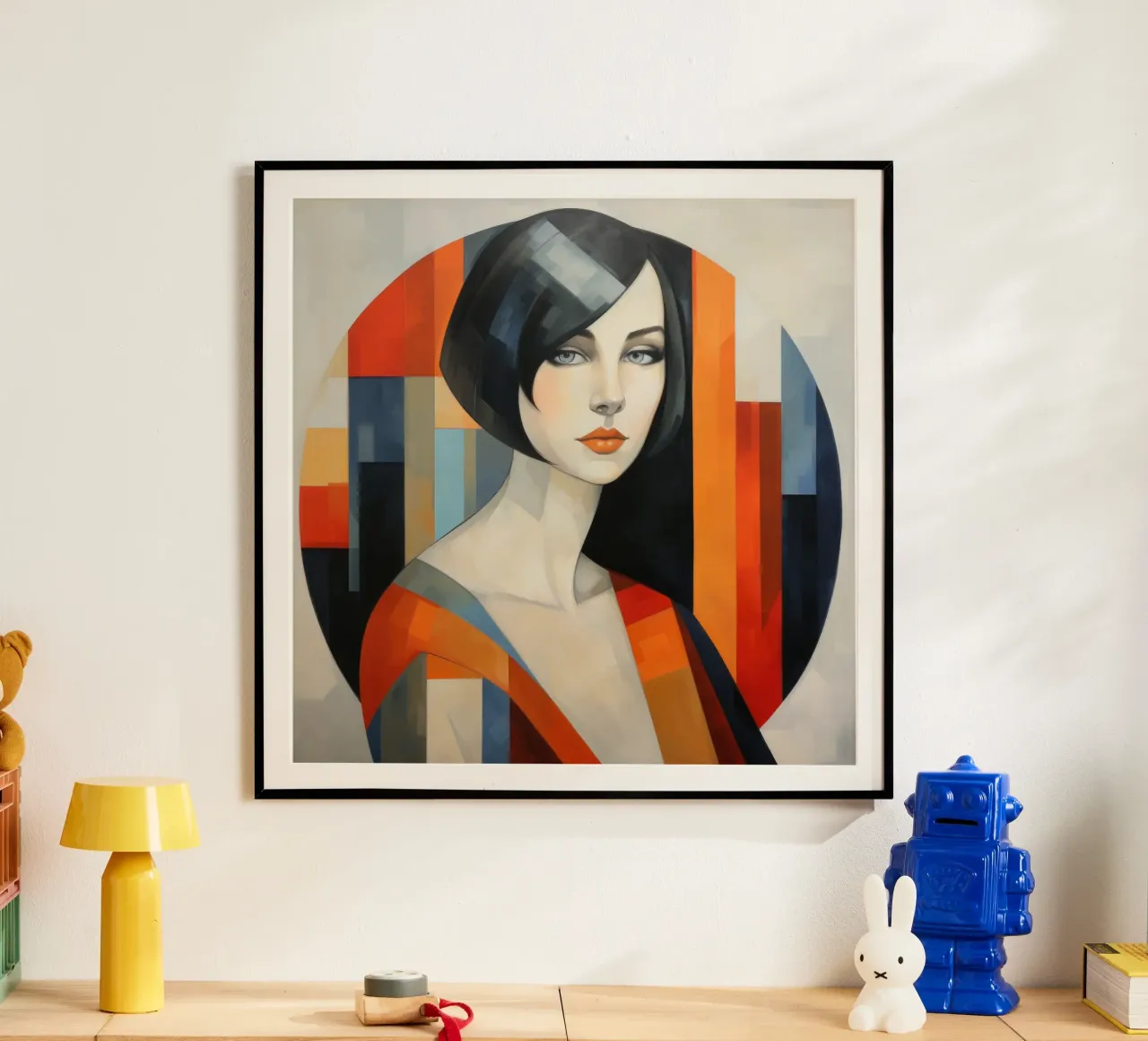 Astrazione geometrica Donna irlandese poster con telaio in alluminio da Artful Muse