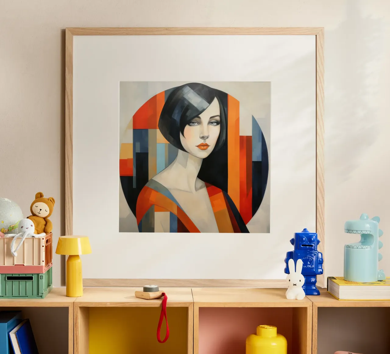 Astrazione geometrica Donna irlandese poster con telaio in alluminio da Artful Muse