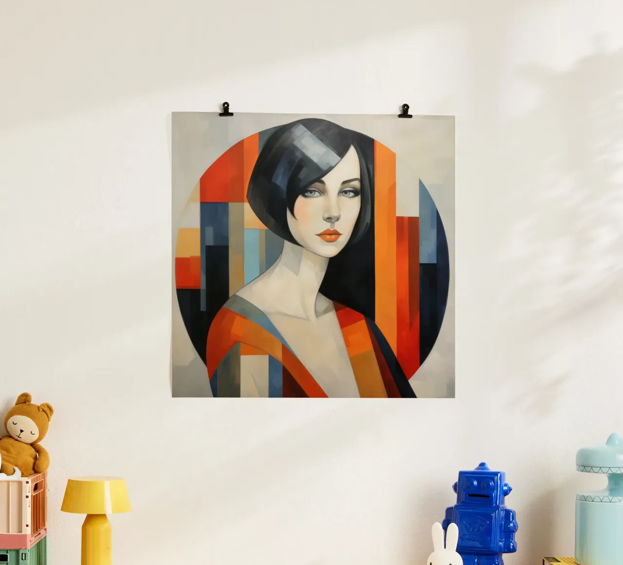 Astrazione geometrica Donna irlandese poster con telaio in alluminio da Artful Muse
