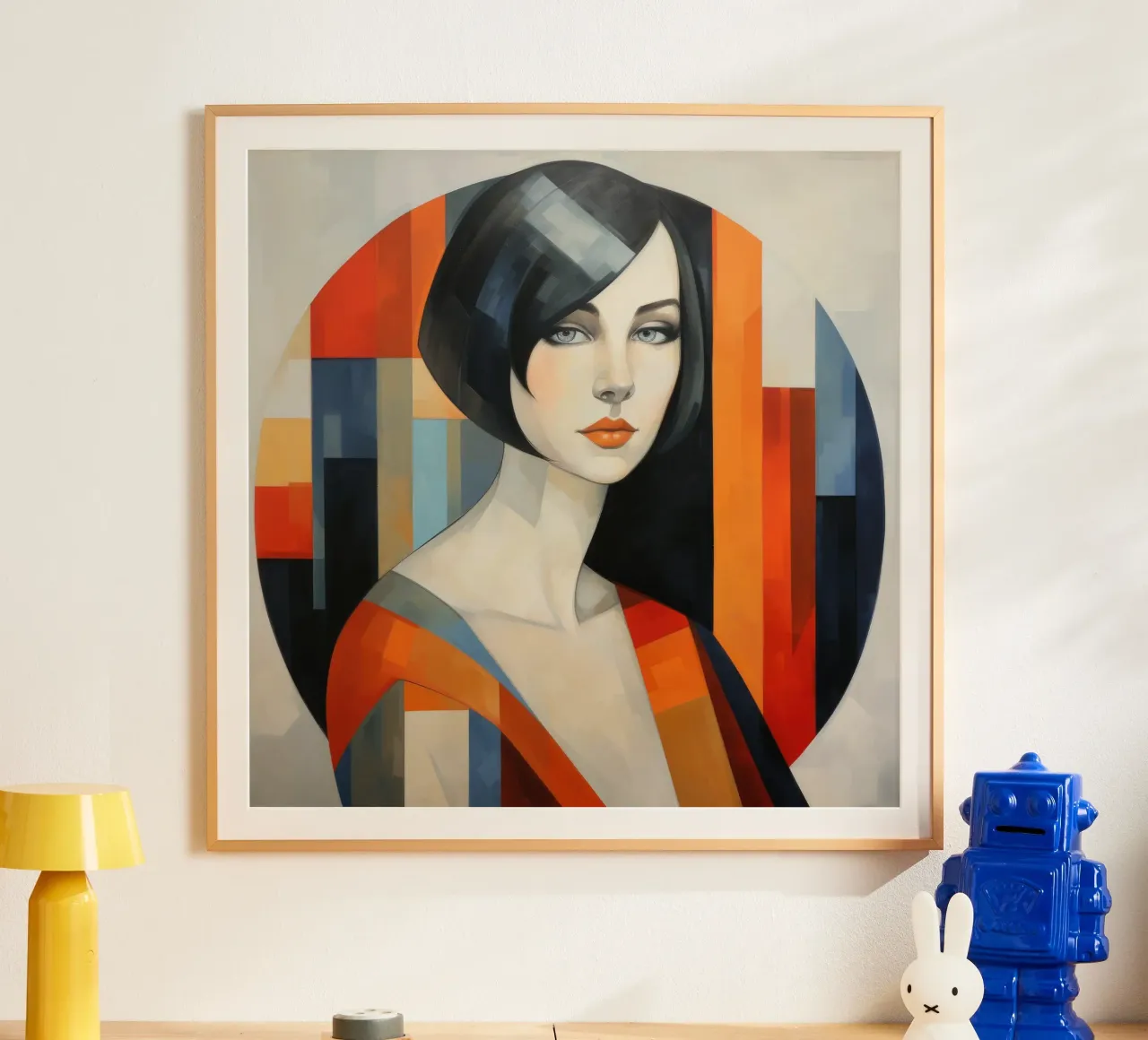 Astrazione geometrica Donna irlandese poster con telaio in alluminio da Artful Muse