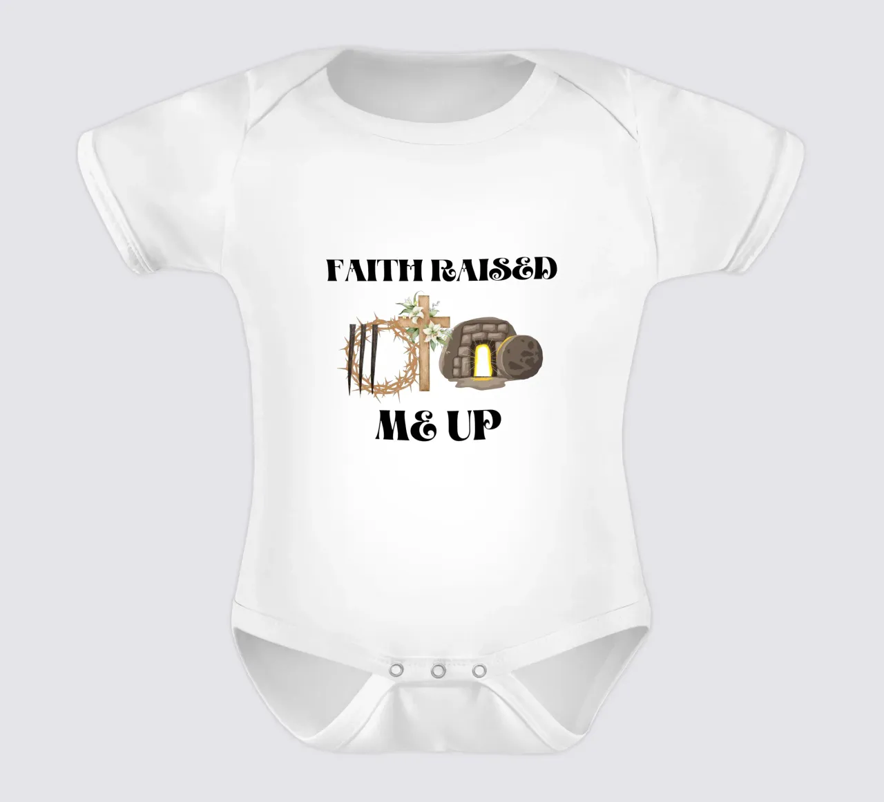 Der Glaube hat mich aufgerichtet Gestärkt durch Gnade, stark im Glauben Kurzarm Babybody von Lionandlamb
