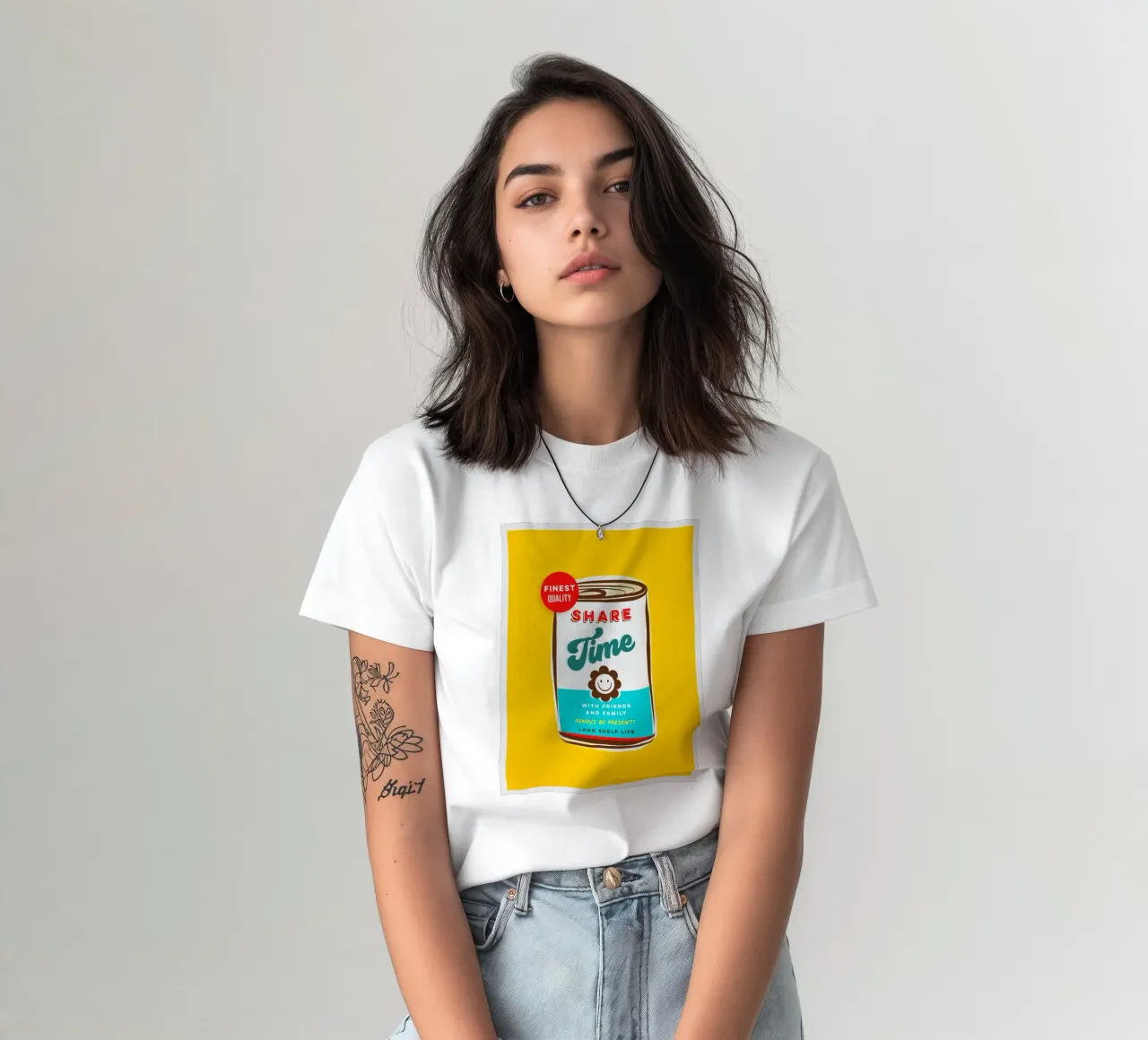 Share Time • Always Be Present Typographic 'can art' t-shirt by Dominique Vari Words