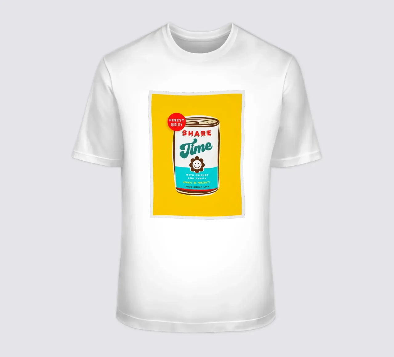 Share Time • Always Be Present Typographic 'can art' t-shirt by Dominique Vari Words