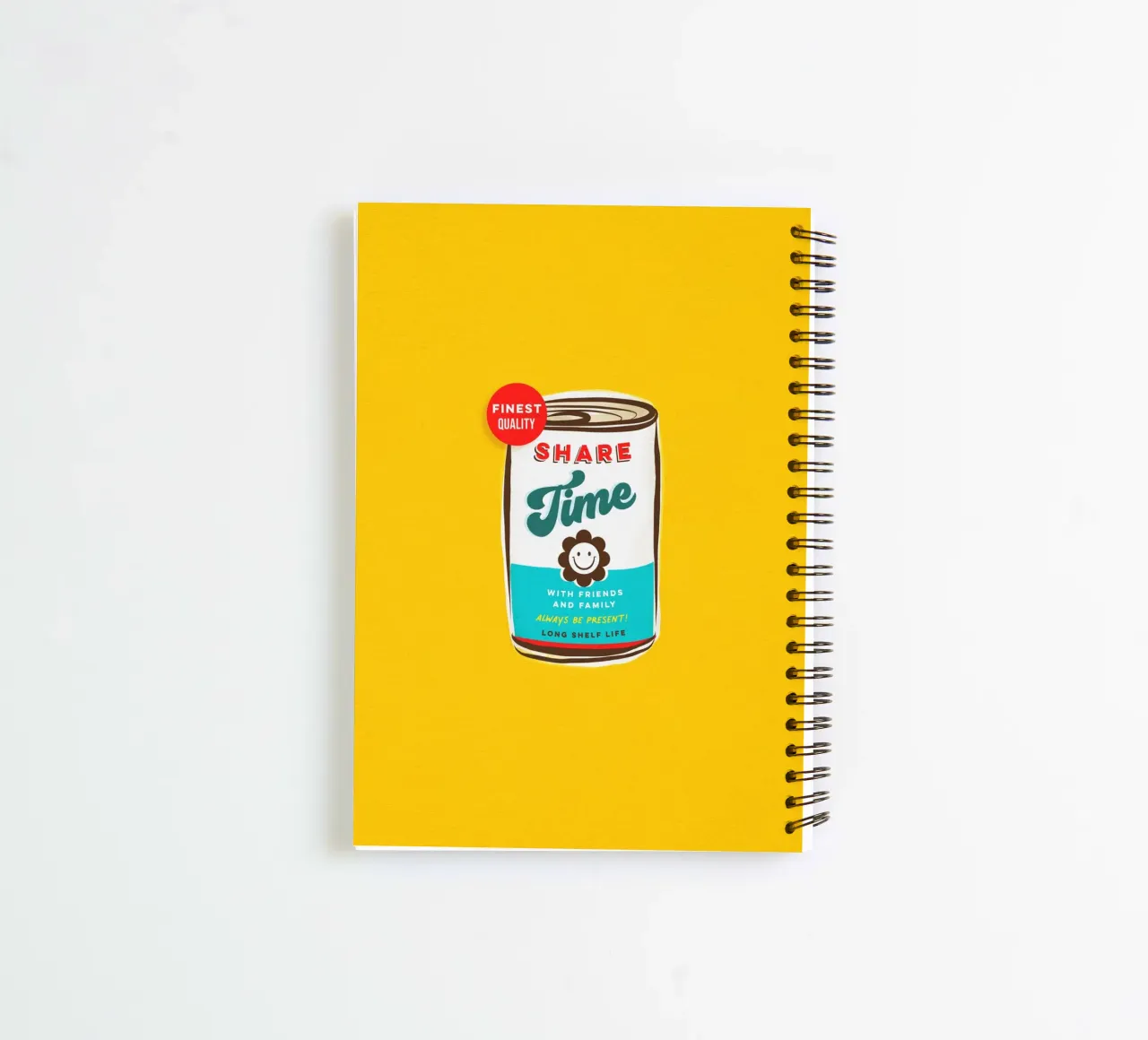Share Time • Always Be Present Typographic 'can art' spiral notebook by Dominique Vari Words