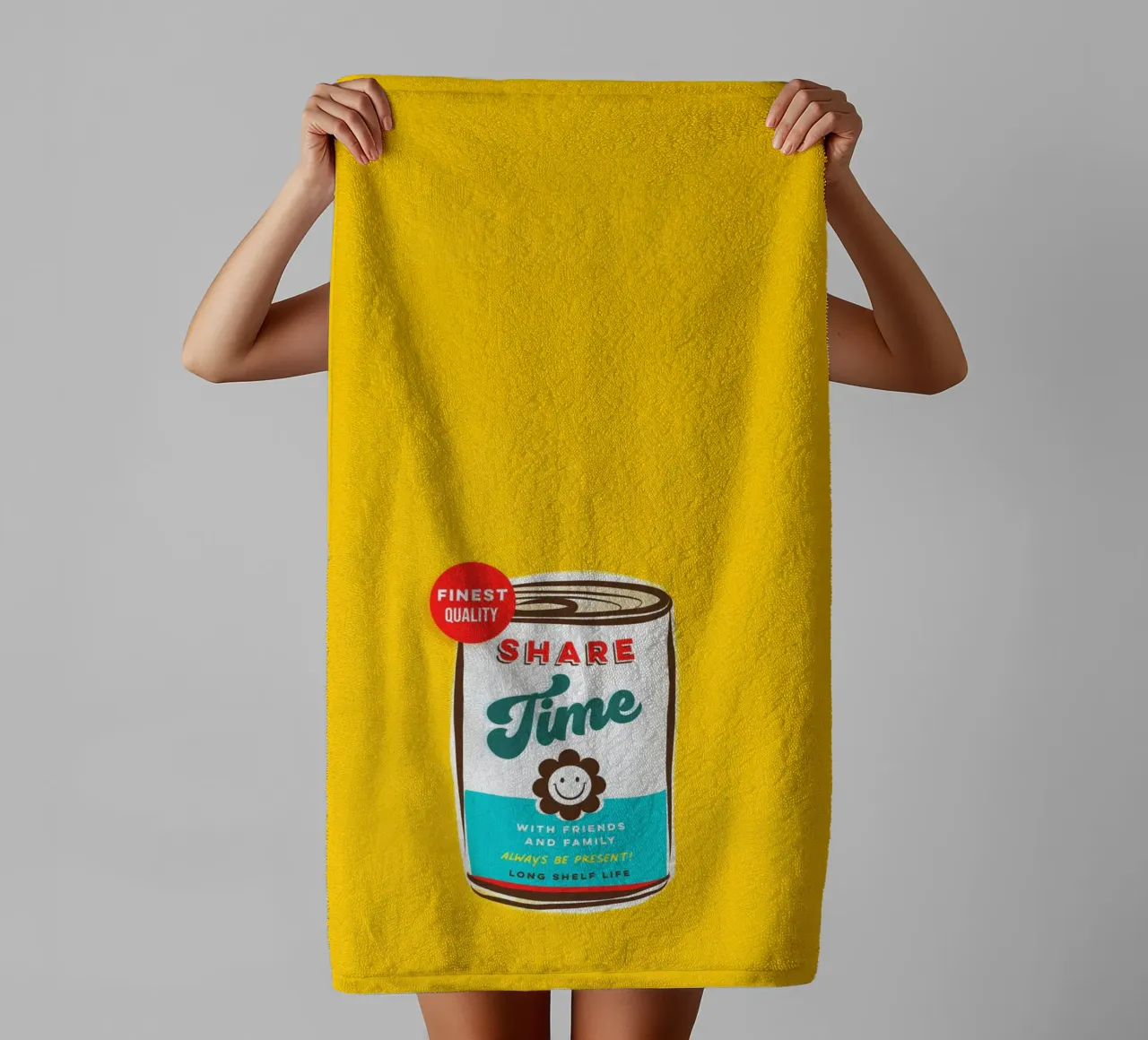 Share Time • Always Be Present Typographic 'can art' towel by Dominique Vari Words