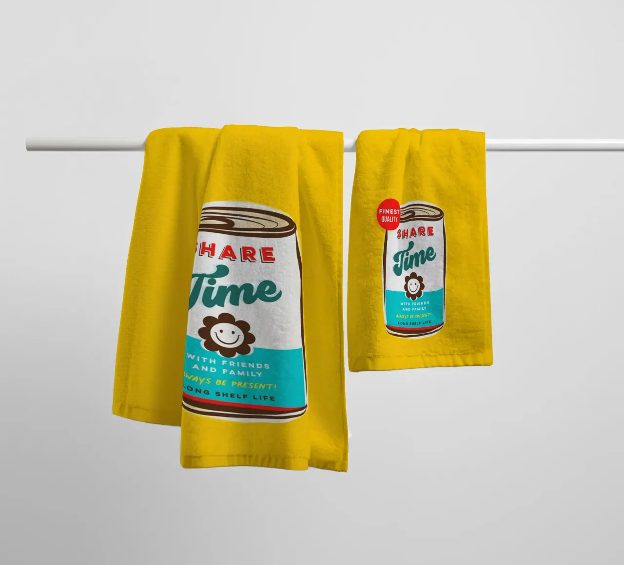 Share Time • Always Be Present Typographic 'can art' towel by Dominique Vari Words