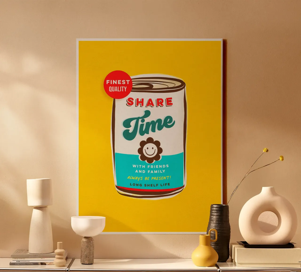 Share Time • Always Be Present Typographic 'can art' canvas by Dominique Vari Words