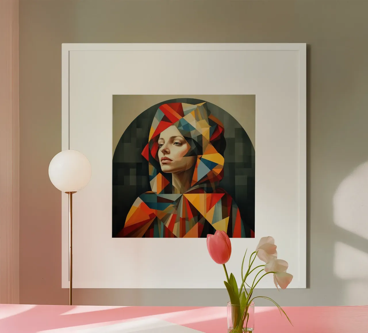 Donna belga geometrica poster con telaio in alluminio da Artful Muse