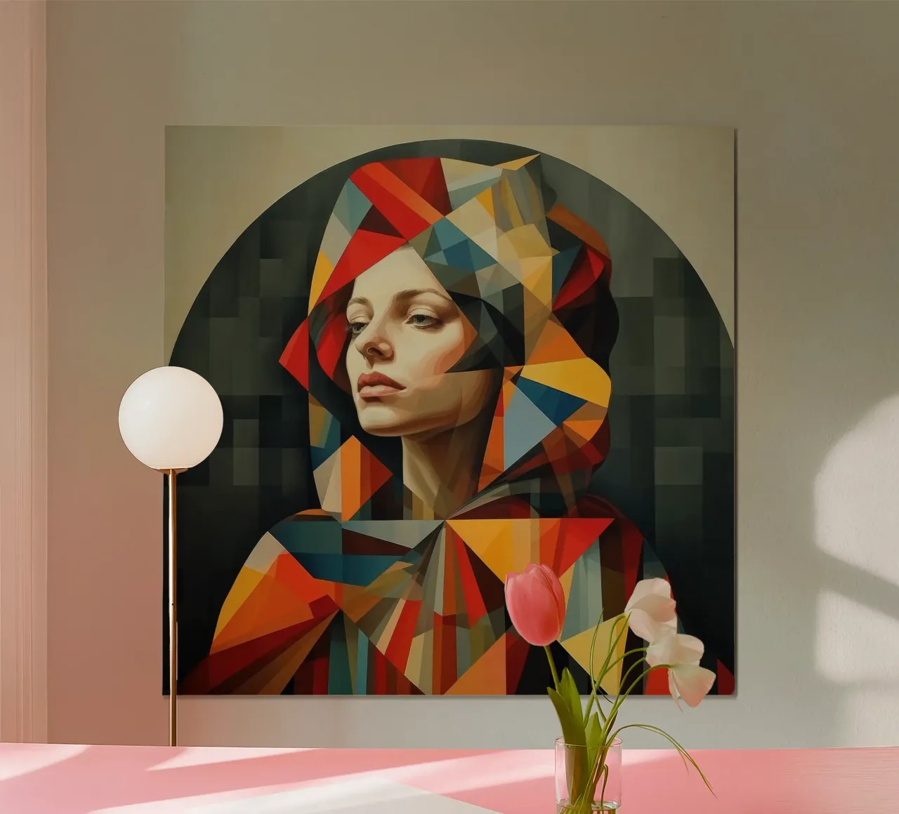 Donna belga geometrica poster con telaio in alluminio da Artful Muse