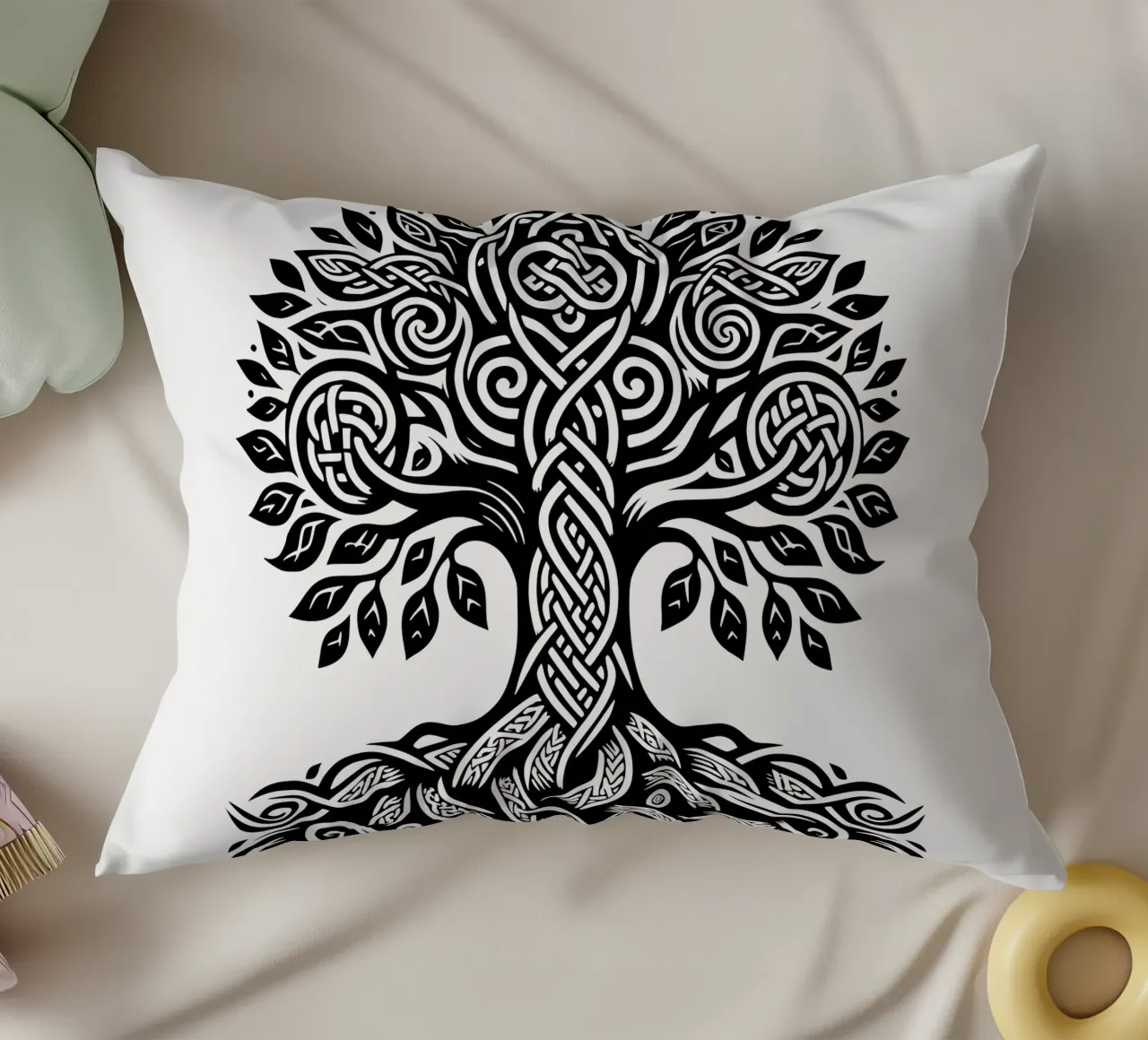 Albero della vita in bianco e nero cuscino da Spiritual Touch