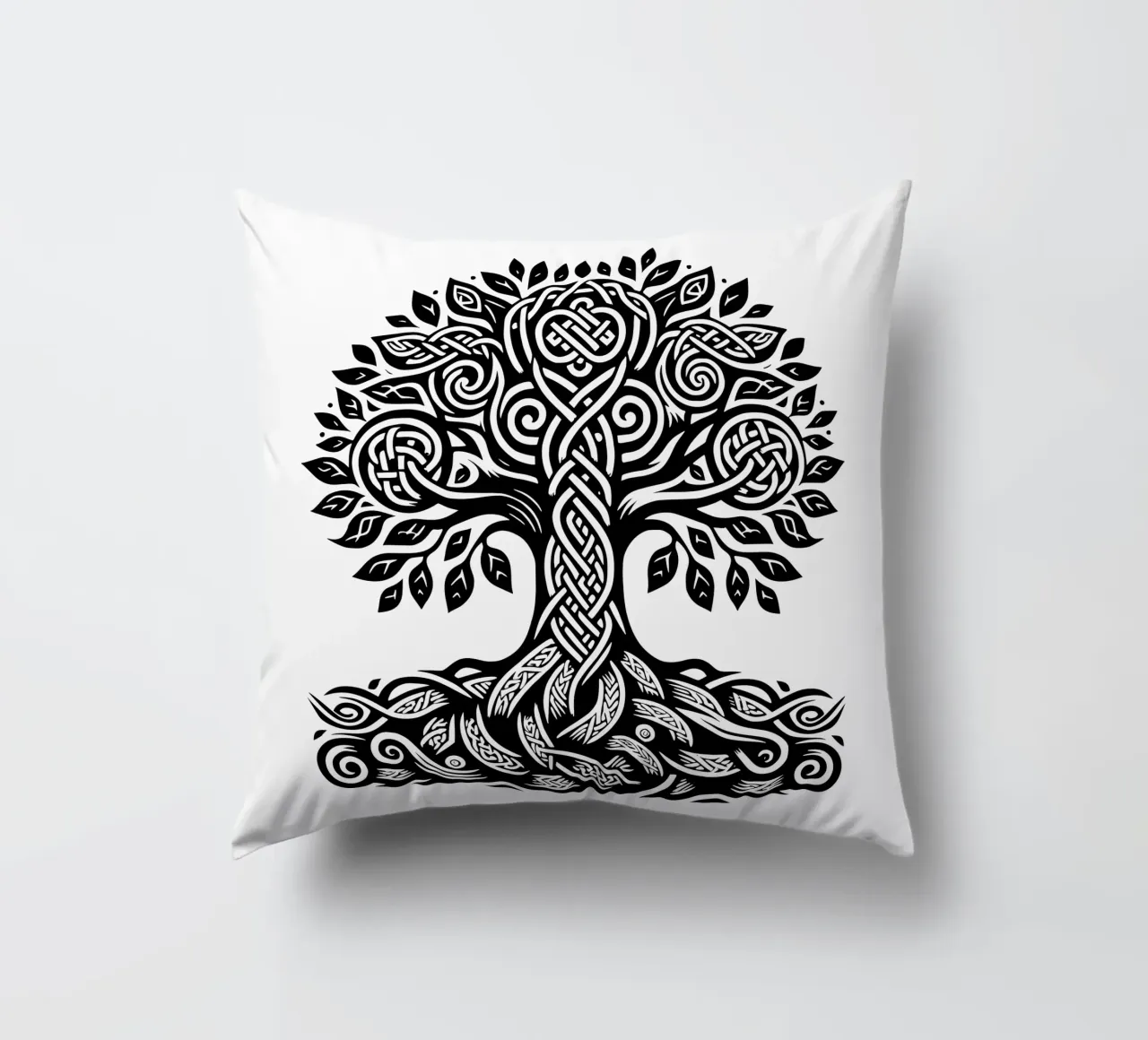 Albero della vita in bianco e nero cuscino da Spiritual Touch