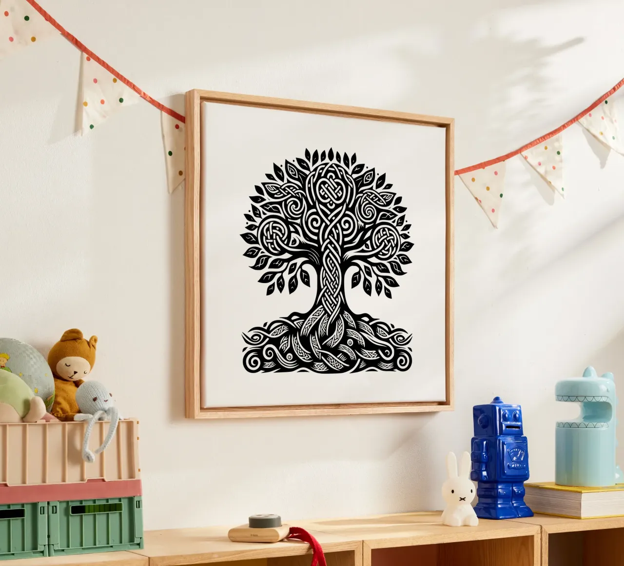 Albero della vita in bianco e nero tela con Cornice a cassetta da Spiritual Touch
