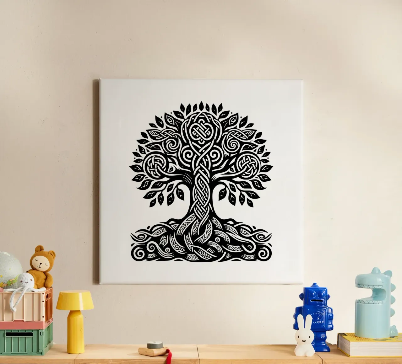 Albero della vita in bianco e nero tela con Cornice a cassetta da Spiritual Touch
