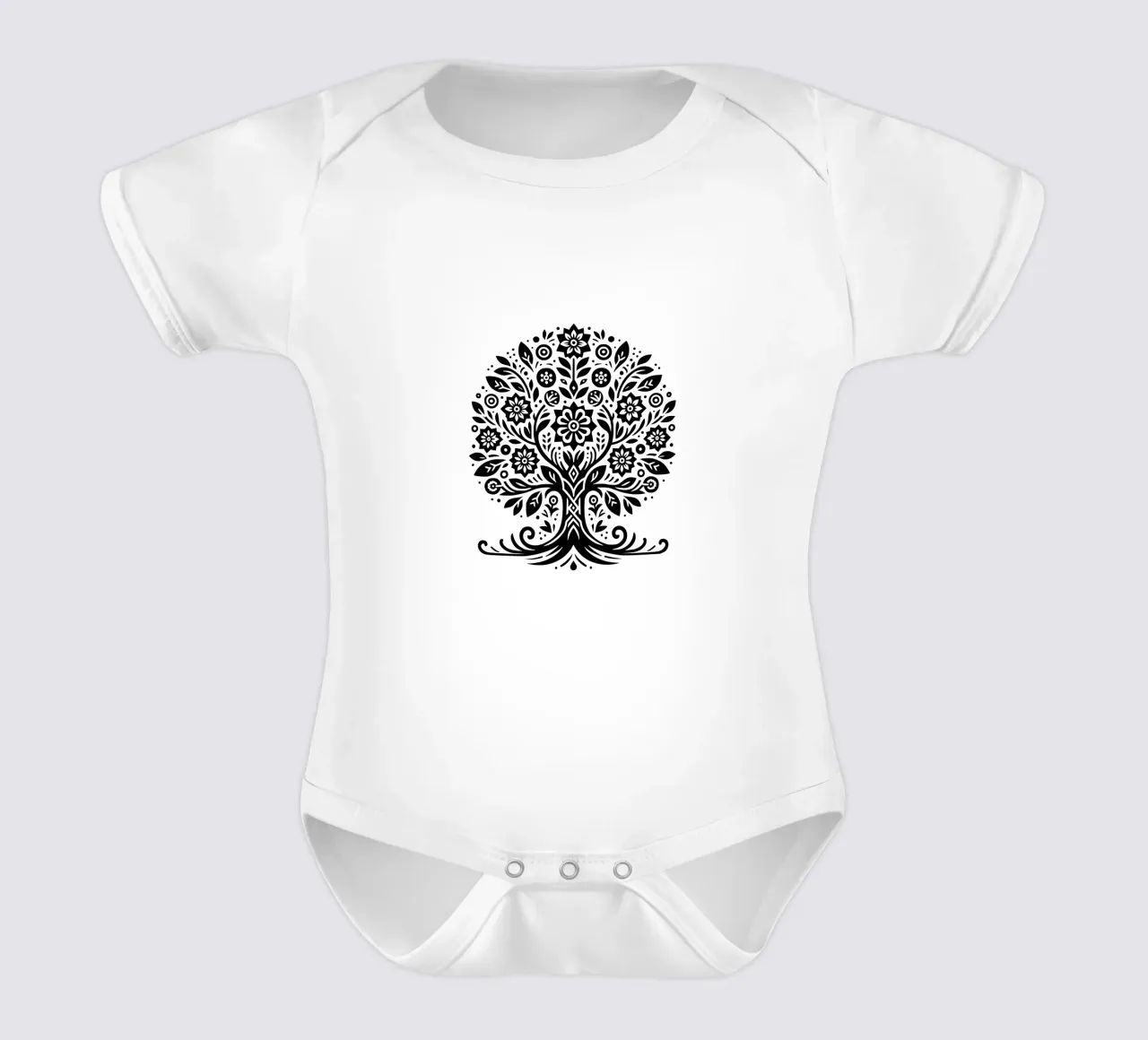 Albero della vita in bianco e nero body neonato maniche corte da Spiritual Touch