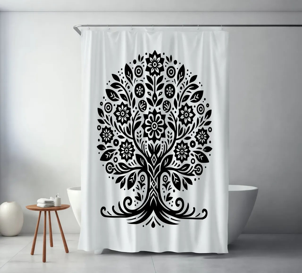 Albero della vita in bianco e nero tenda da doccia da Spiritual Touch