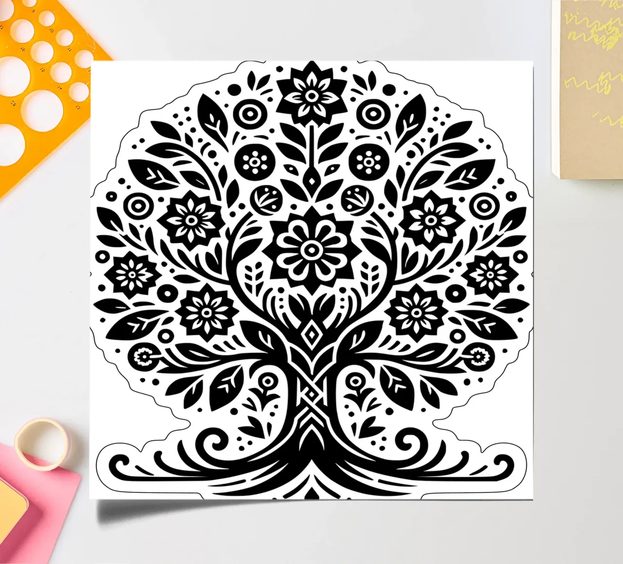Black & White Tree of Life sticker sheet by Spiritual Touch
