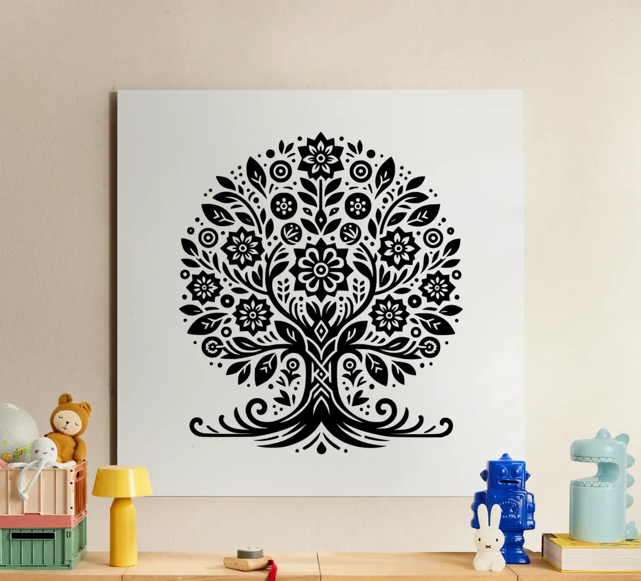 Albero della vita in bianco e nero alluminio dibond da Spiritual Touch