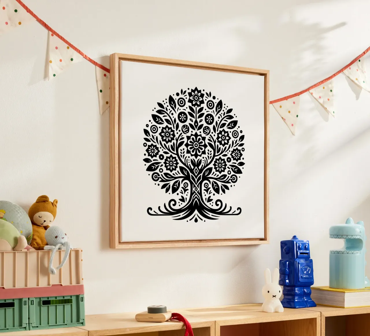 Albero della vita in bianco e nero tela con Cornice a cassetta da Spiritual Touch