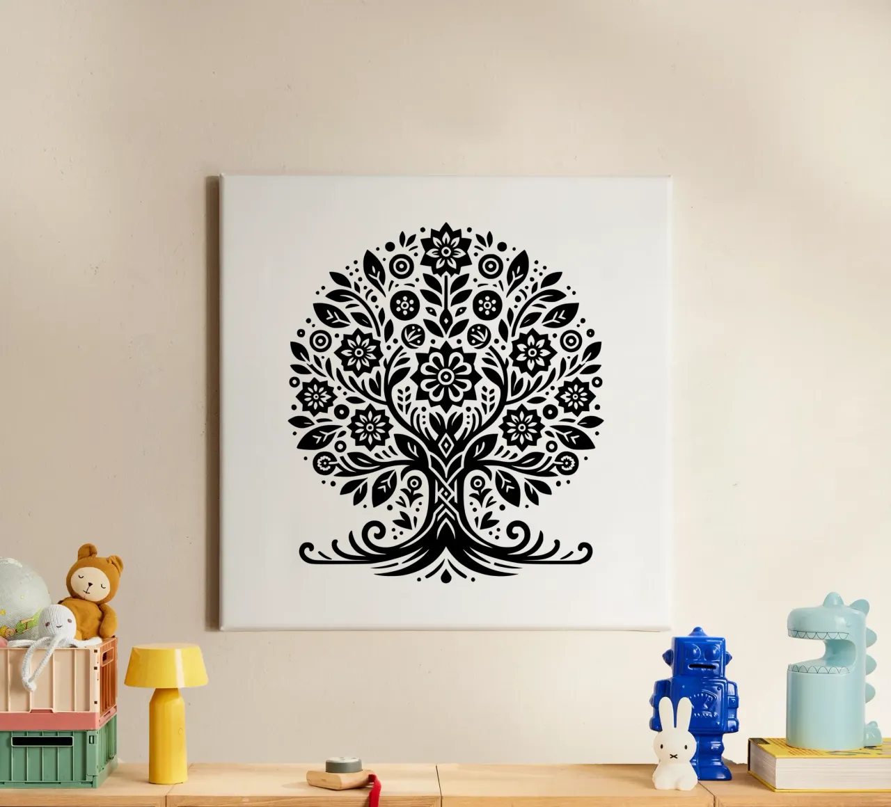 Albero della vita in bianco e nero tela con Cornice a cassetta da Spiritual Touch