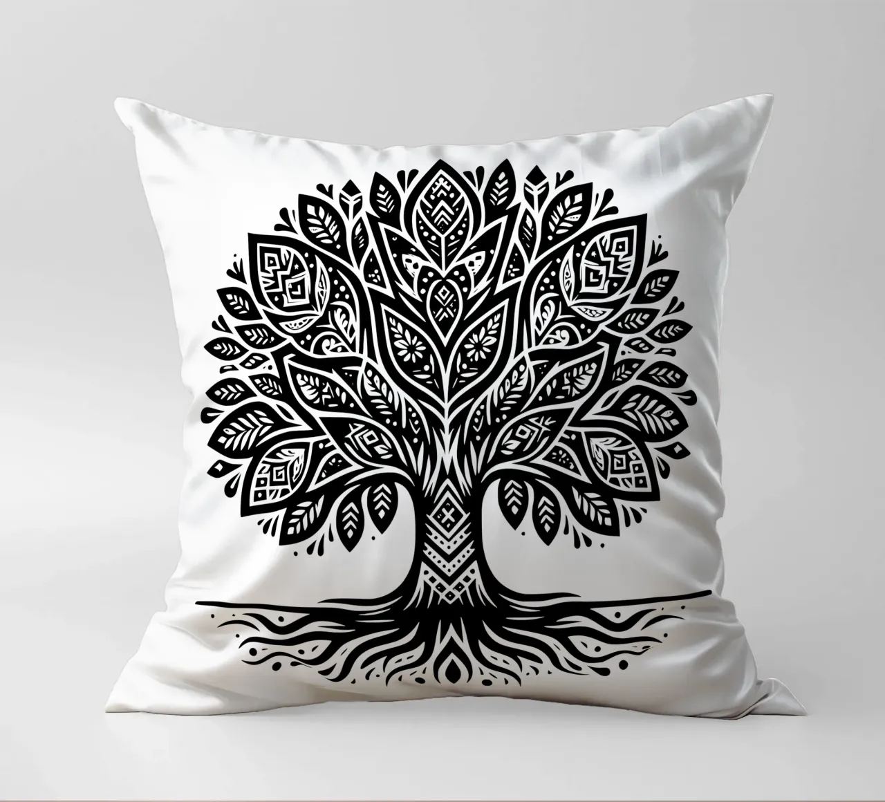 Albero della vita in bianco e nero cuscino da Spiritual Touch