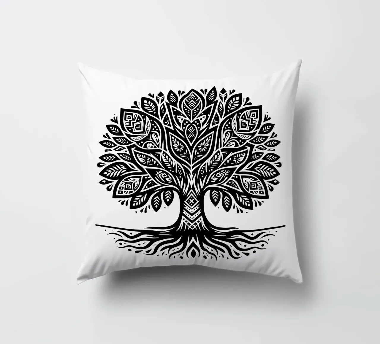 Albero della vita in bianco e nero cuscino da Spiritual Touch