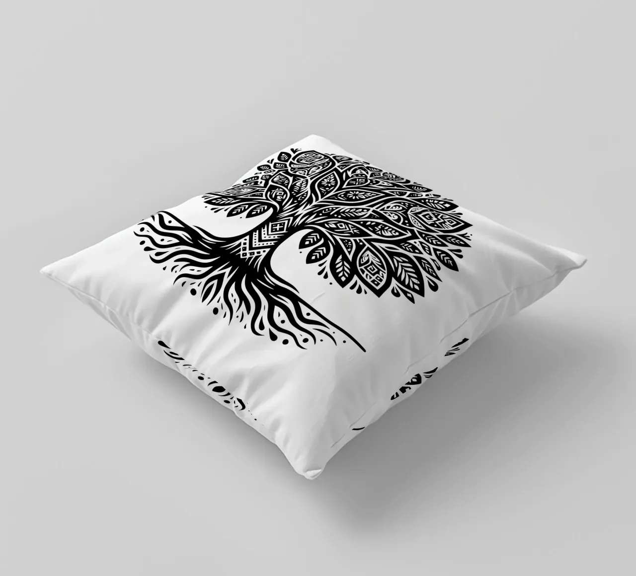 Albero della vita in bianco e nero cuscino da Spiritual Touch