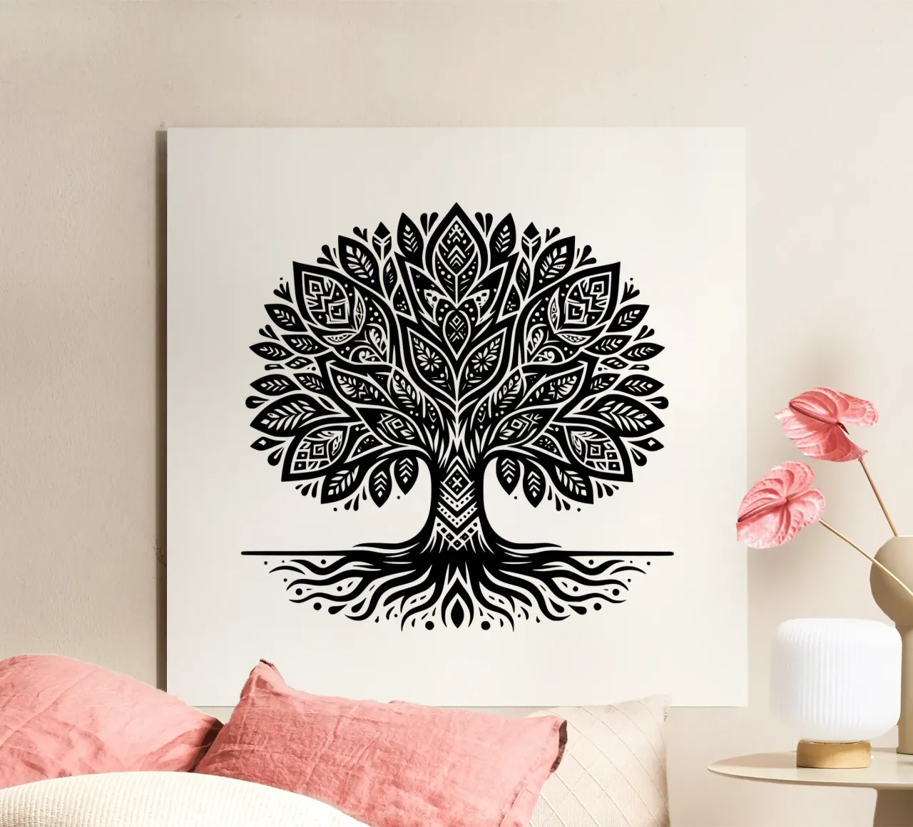 Albero della vita in bianco e nero alluminio dibond da Spiritual Touch