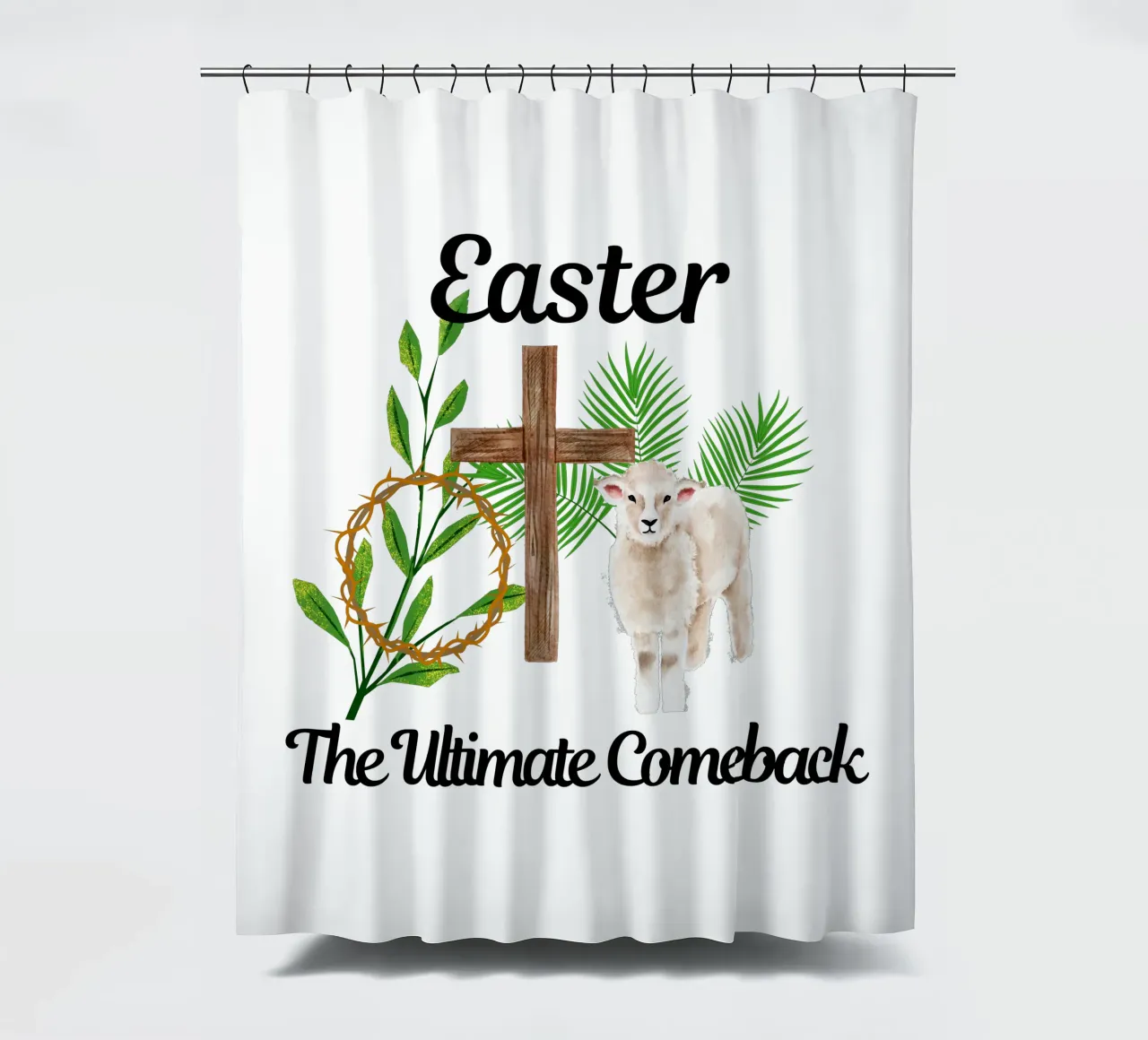 Ostern: Das ultimative Comeback Er ist auferstanden, wir erheben uns in seiner Herrlichkeit Duschvorhang von Lionandlamb
