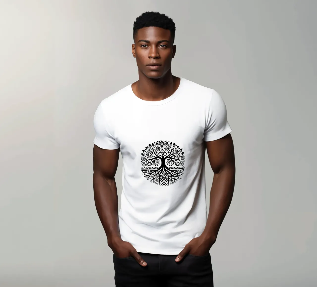 Albero della vita in bianco e nero t-shirt da Spiritual Touch