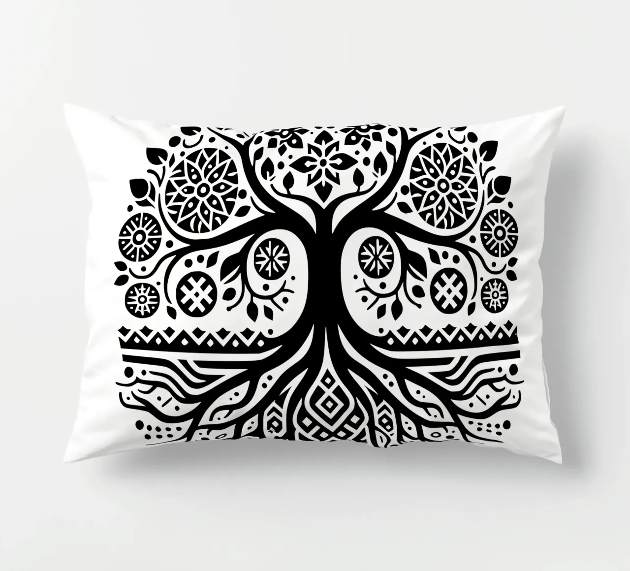 Albero della vita in bianco e nero cuscino da Spiritual Touch