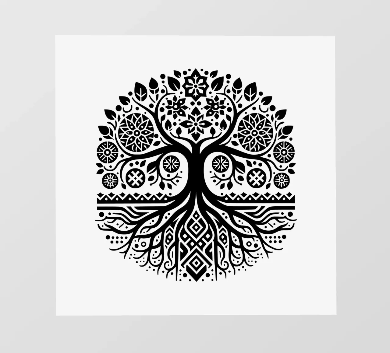 Albero della vita in bianco e nero telo in pvc da Spiritual Touch