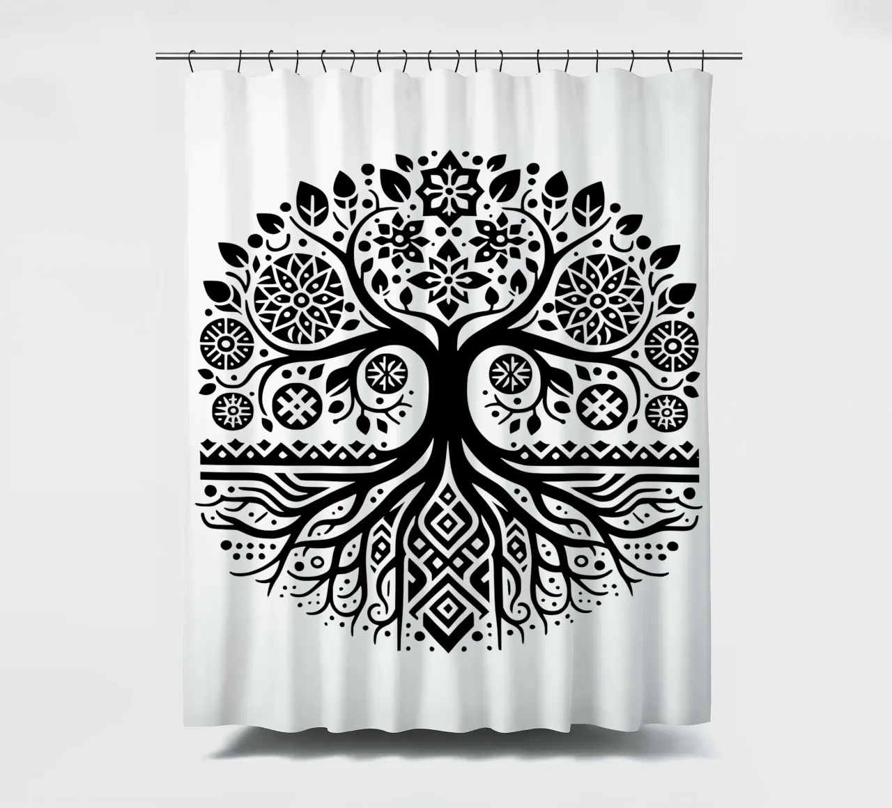 Black & White Tree of Life shower curtain by Spiritual Touch